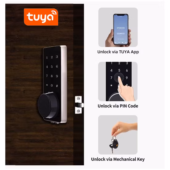 Tuya Tt APP porte d'entrée serrure intelligente Protection de sécurité en alliage d'aluminium étanche serrure de porte à jante intelligente